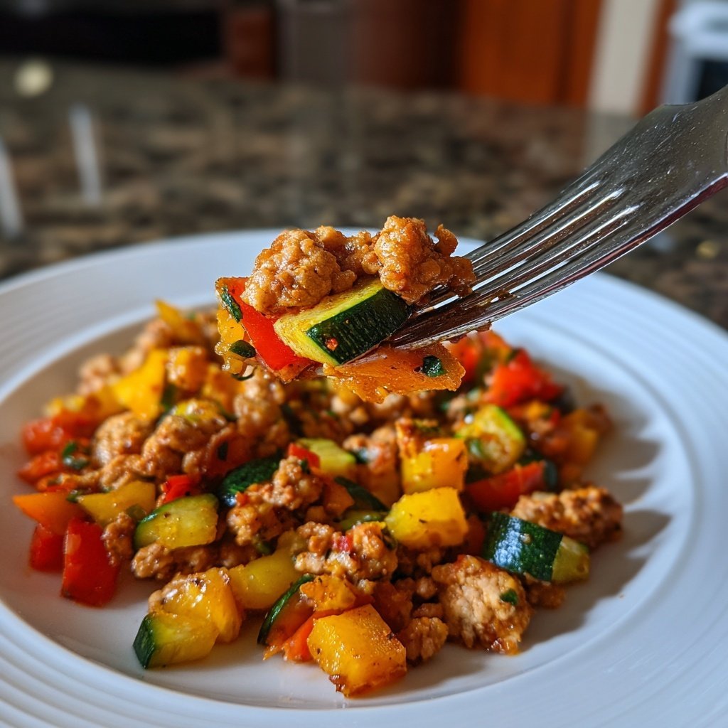 Sautéed Ground Turkey with Veggies