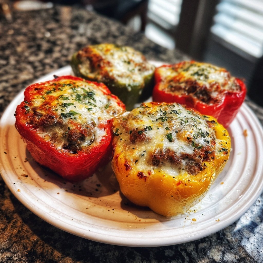 Beefy Mushroom Stuffed Peppers
