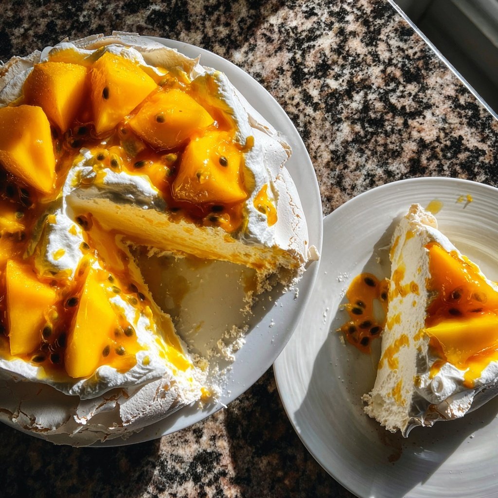 Mango Pavlova with Whipped Cream