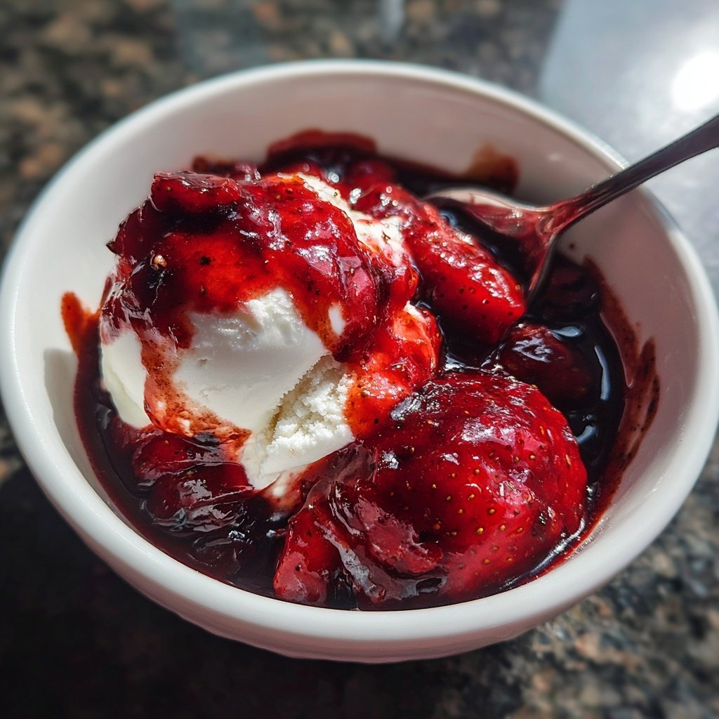 Strawberry Balsamic Glaze for Vanilla Ice Cream​