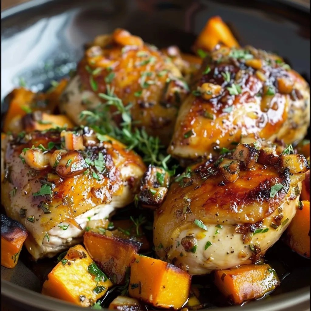 Maple Glazed Chicken with Roasted Sweet Potatoes