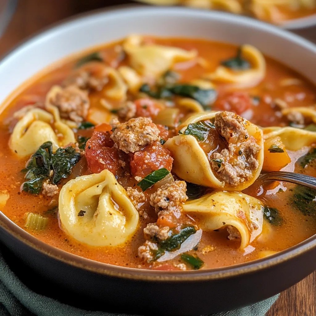 Spicy Tortellini Soup with Spicy Italian Sausage