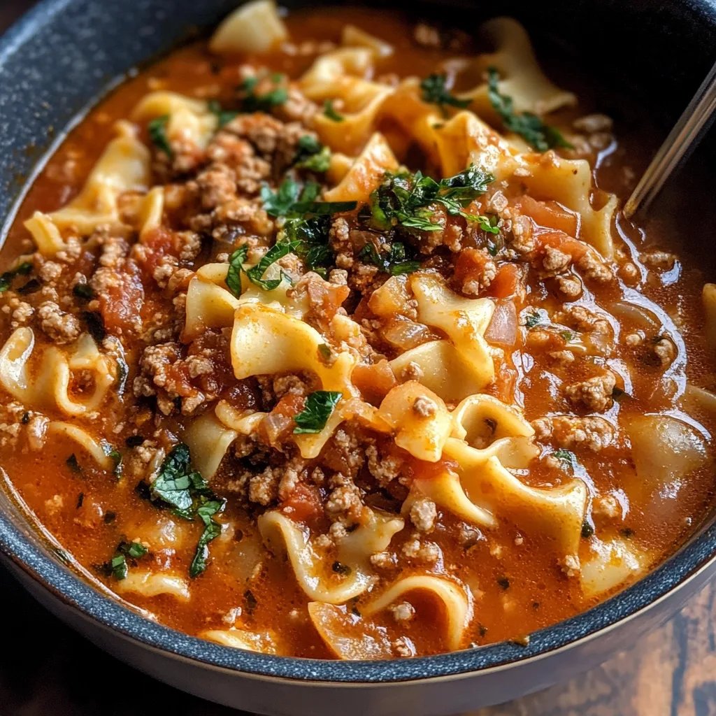 One Pot Spicy Lasagna Soup