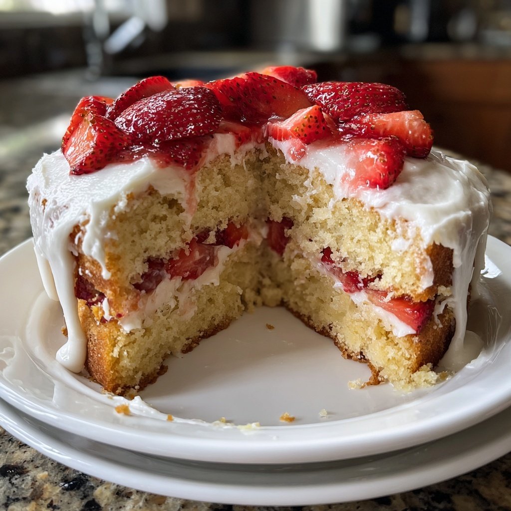 Yogurt Vanilla Cake with Fresh Strawberries