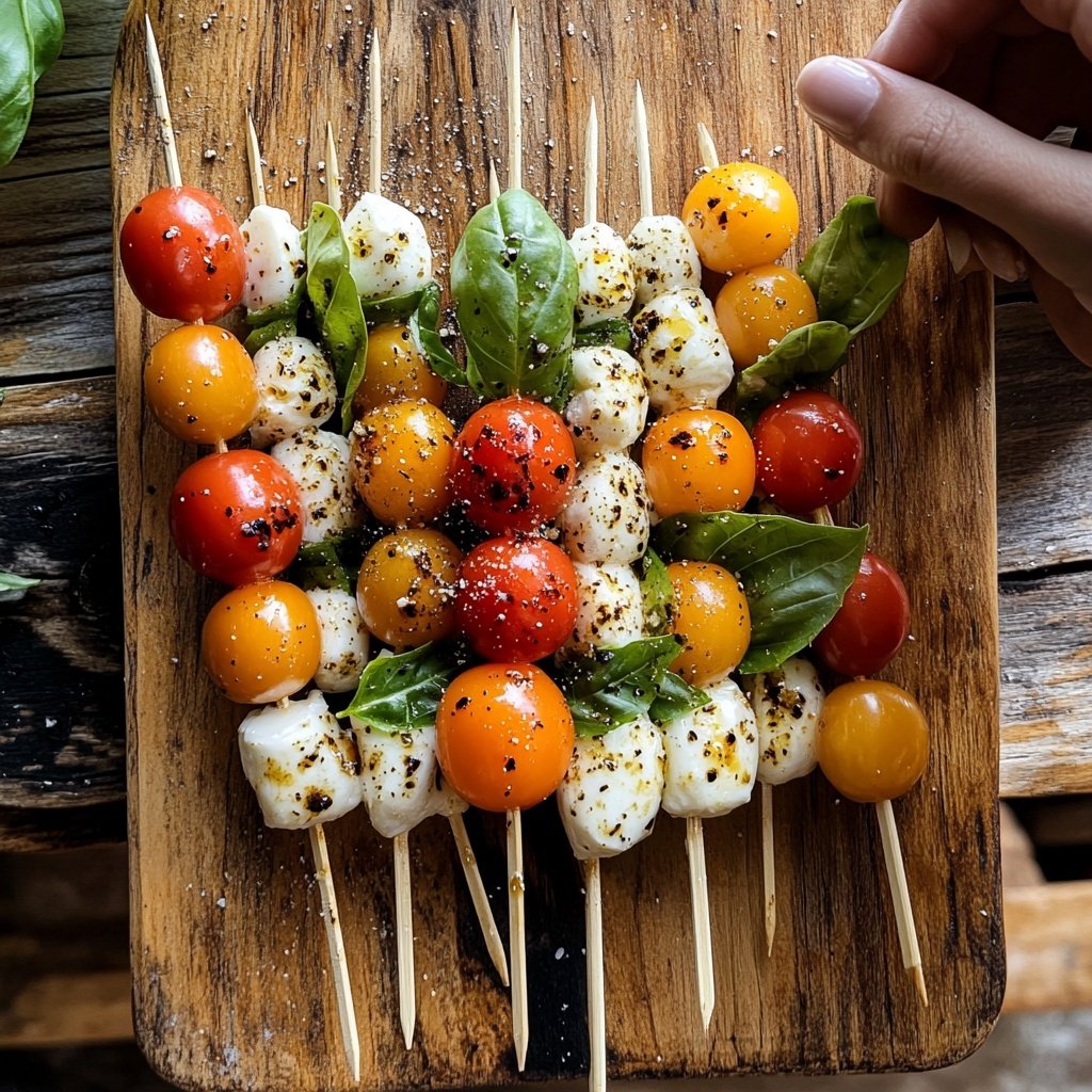 Simple Caprese Cherry Tomato Skewers
