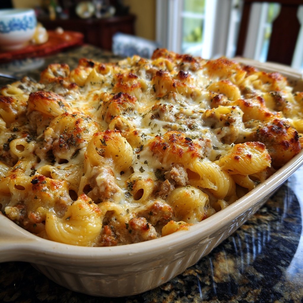 Creamy Ground Turkey Pasta Bake