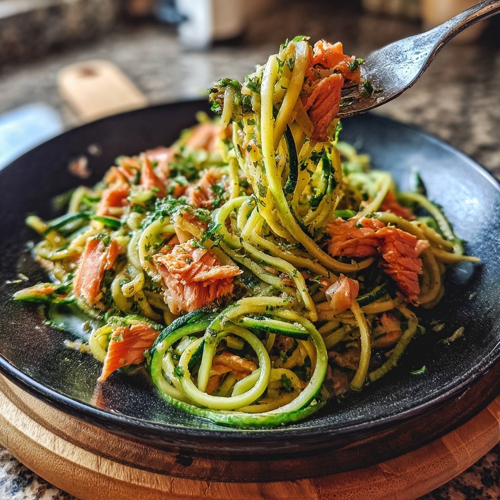 Zucchini Noodles with Salmon