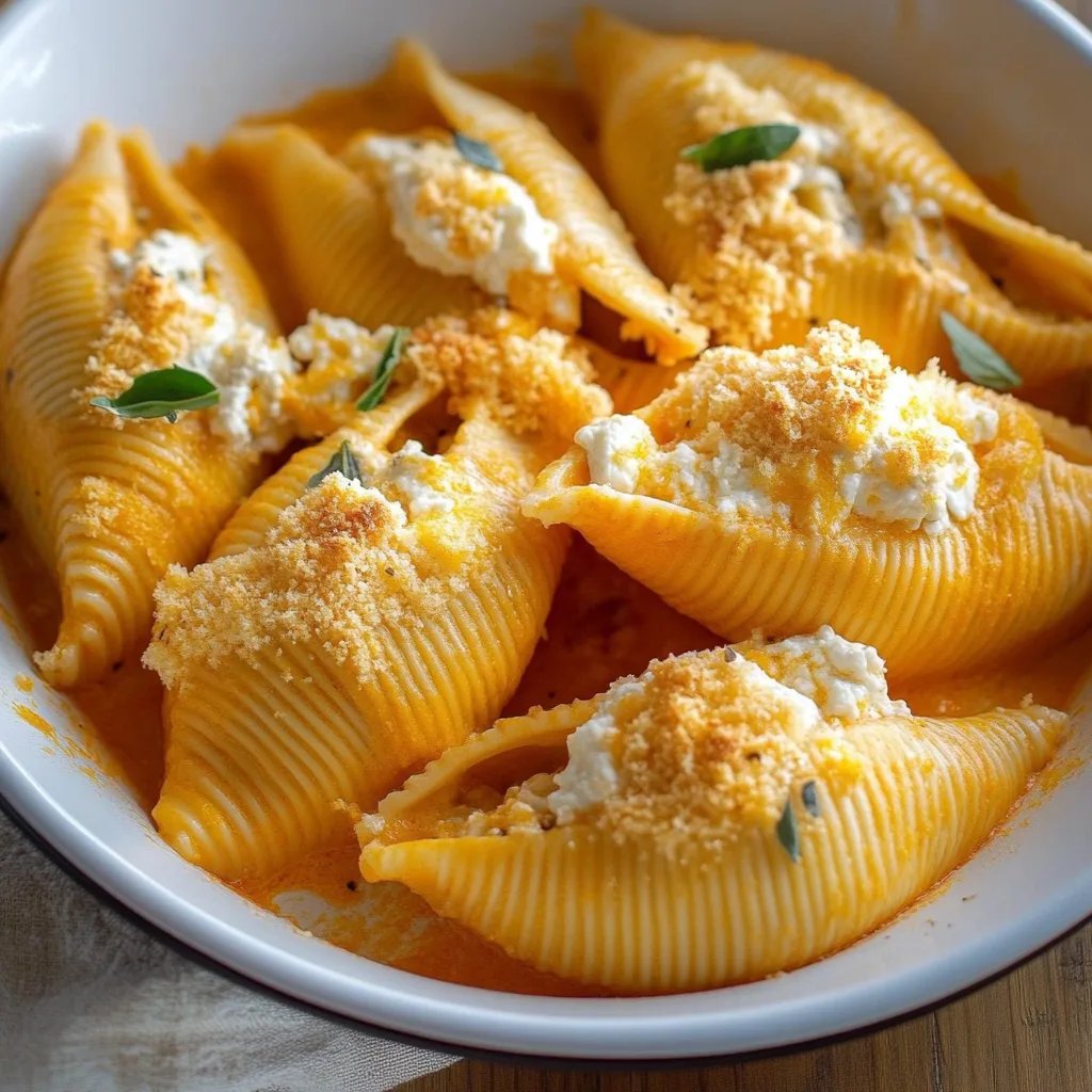 Creamy Pumpkin Ricotta Stuffed Shells