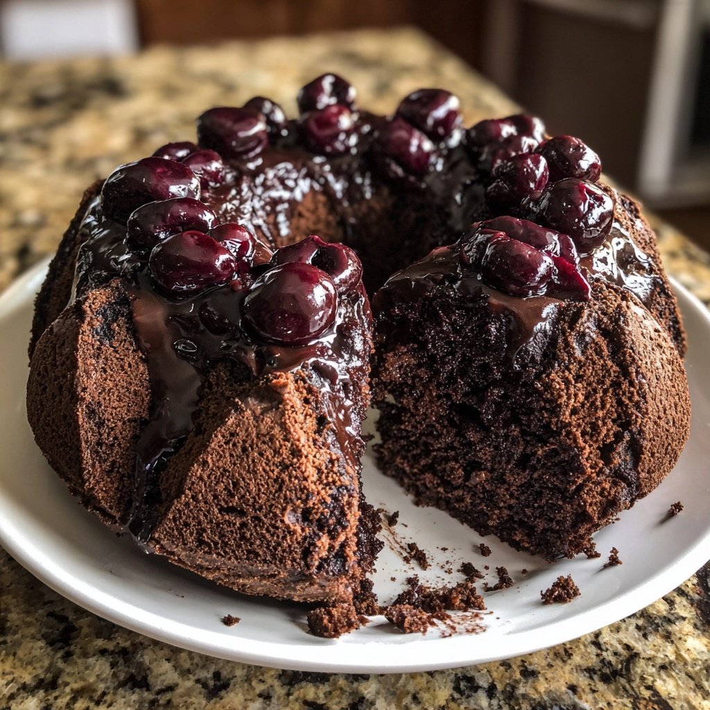 Dark Chocolate Cake Balsamic Cherries