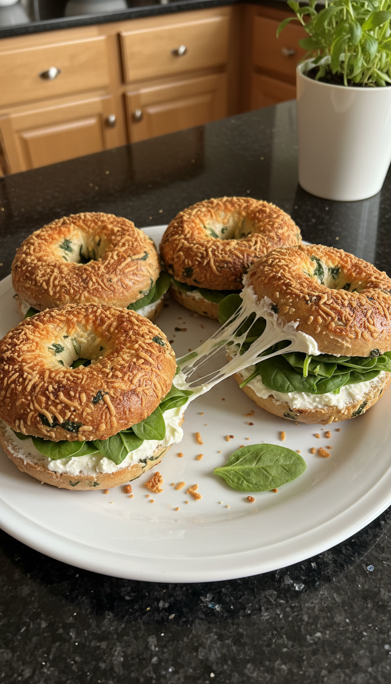 Savory Spinach & Cheese Bagels