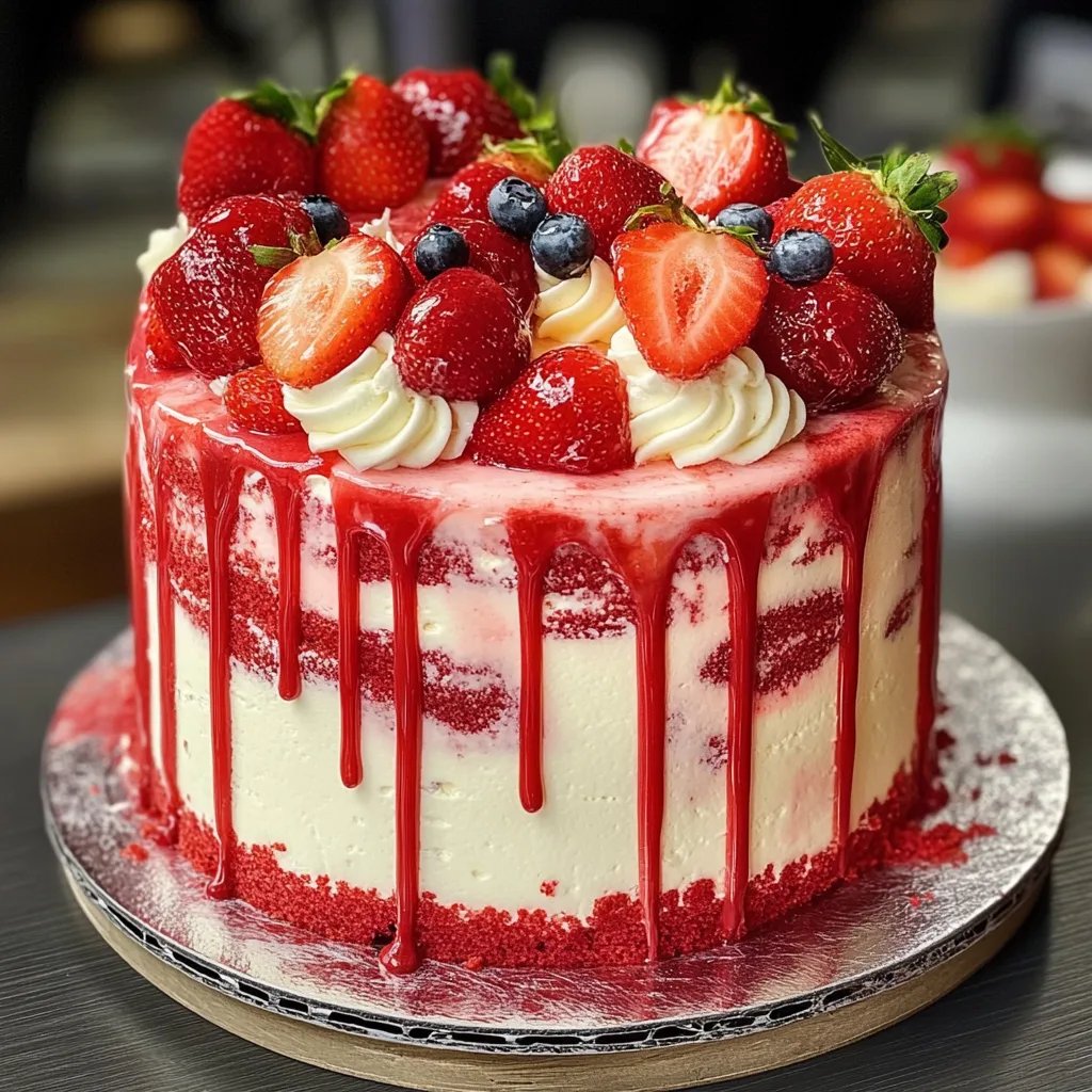 Strawberry Red Velvet Cream Cake