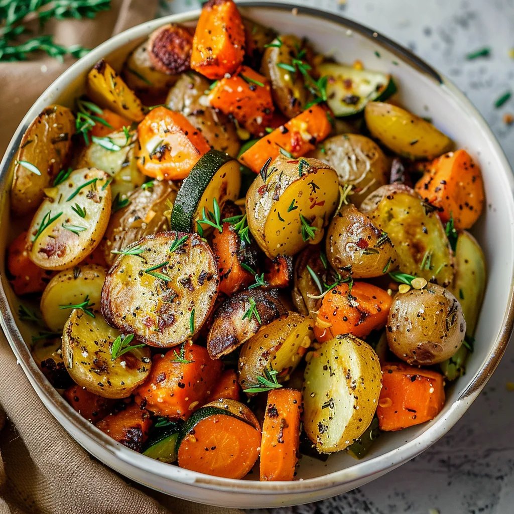 Garlic Herb Roasted Potatoes Carrots and Zucchini