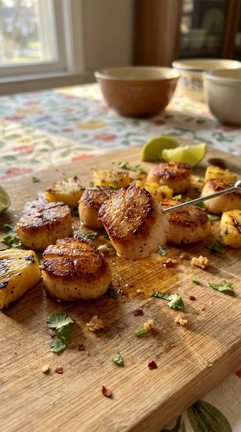 Caribbean Seared Scallops with Pineapple