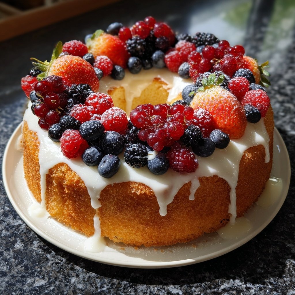 Fluffy Vanilla Sponge Cake with Fresh Berries