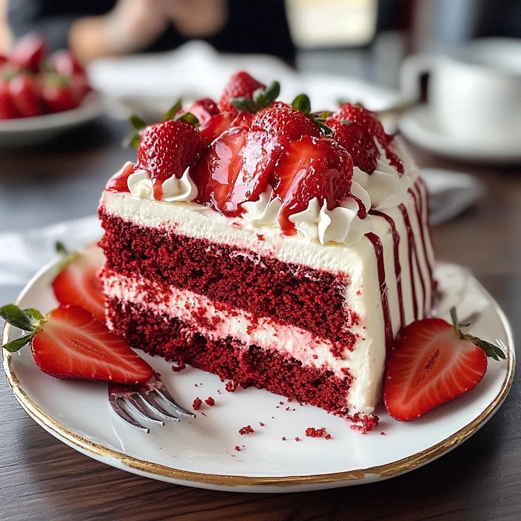 Juicy Red Velvet Strawberry Cake