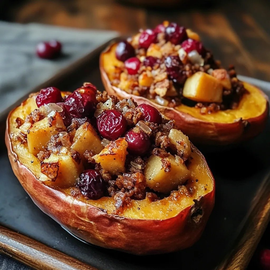 Cranberry Apple Twice-Baked Sweet Potatoes