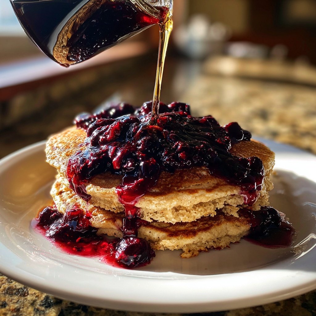 Protein Pancakes with Blueberry Compote