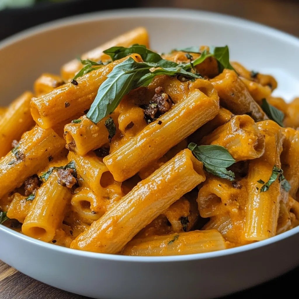 Vegan Pumpkin Tahini Rigatoni