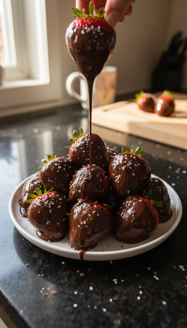Chocolate Strawberries with Sea Salt