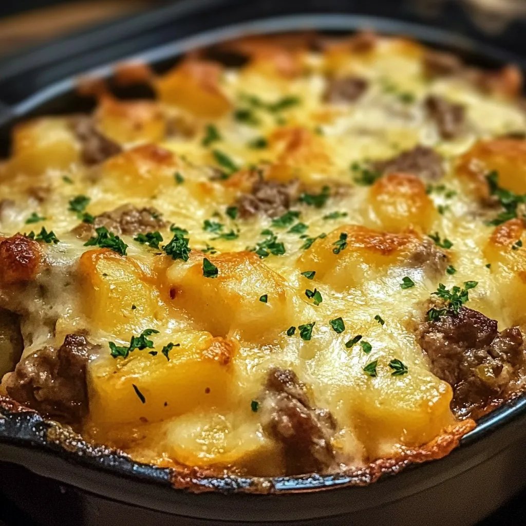 Slow Cooker Steak & Cheddar Potato Casserole