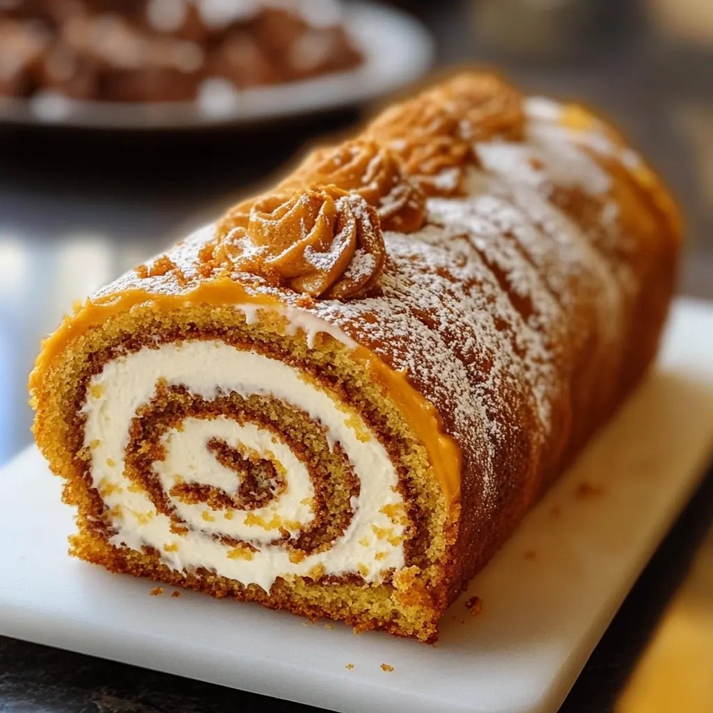 Creamy Pumpkin Spice Roll Cake