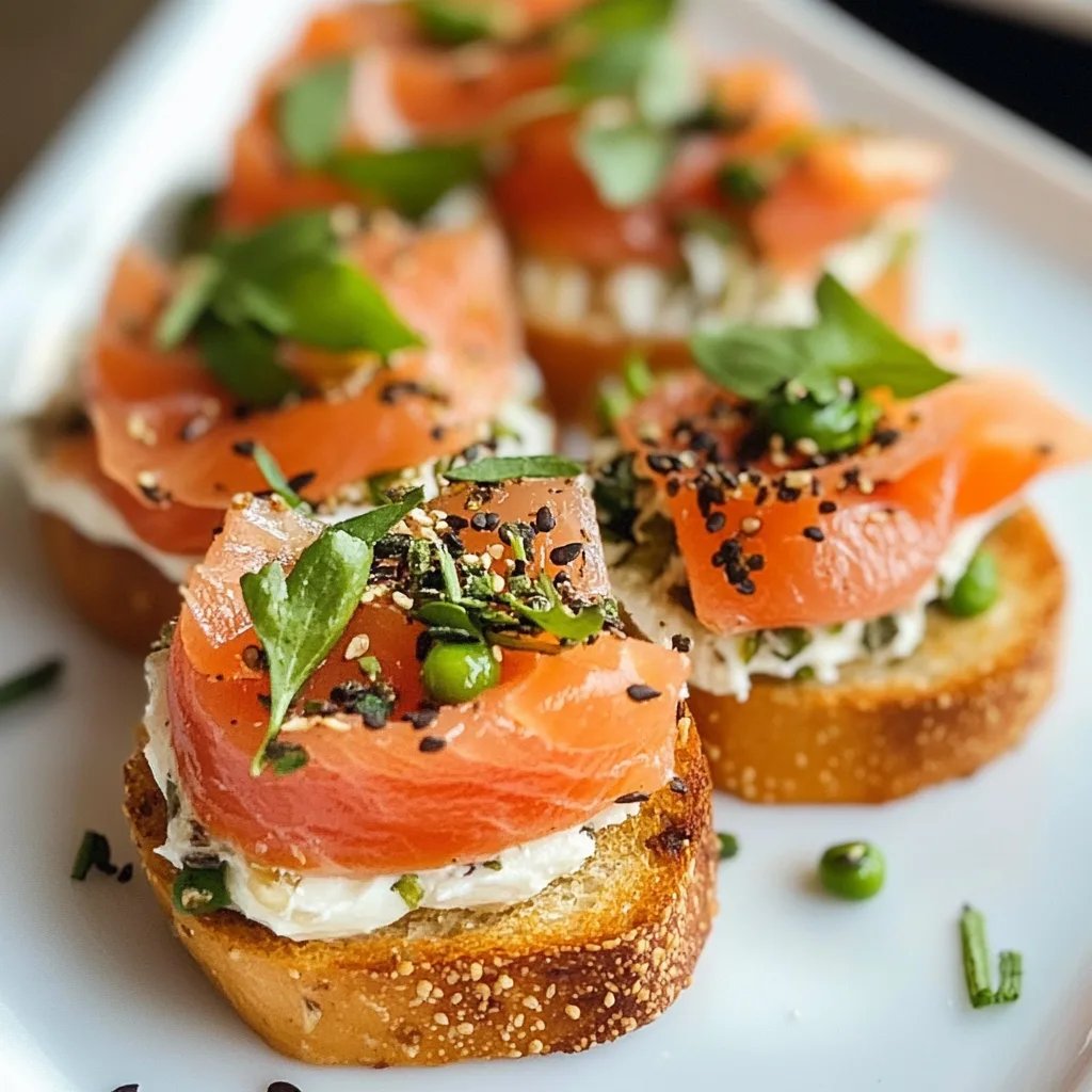 Smoked Salmon Crostini with Garlic Herb Cream Cheese