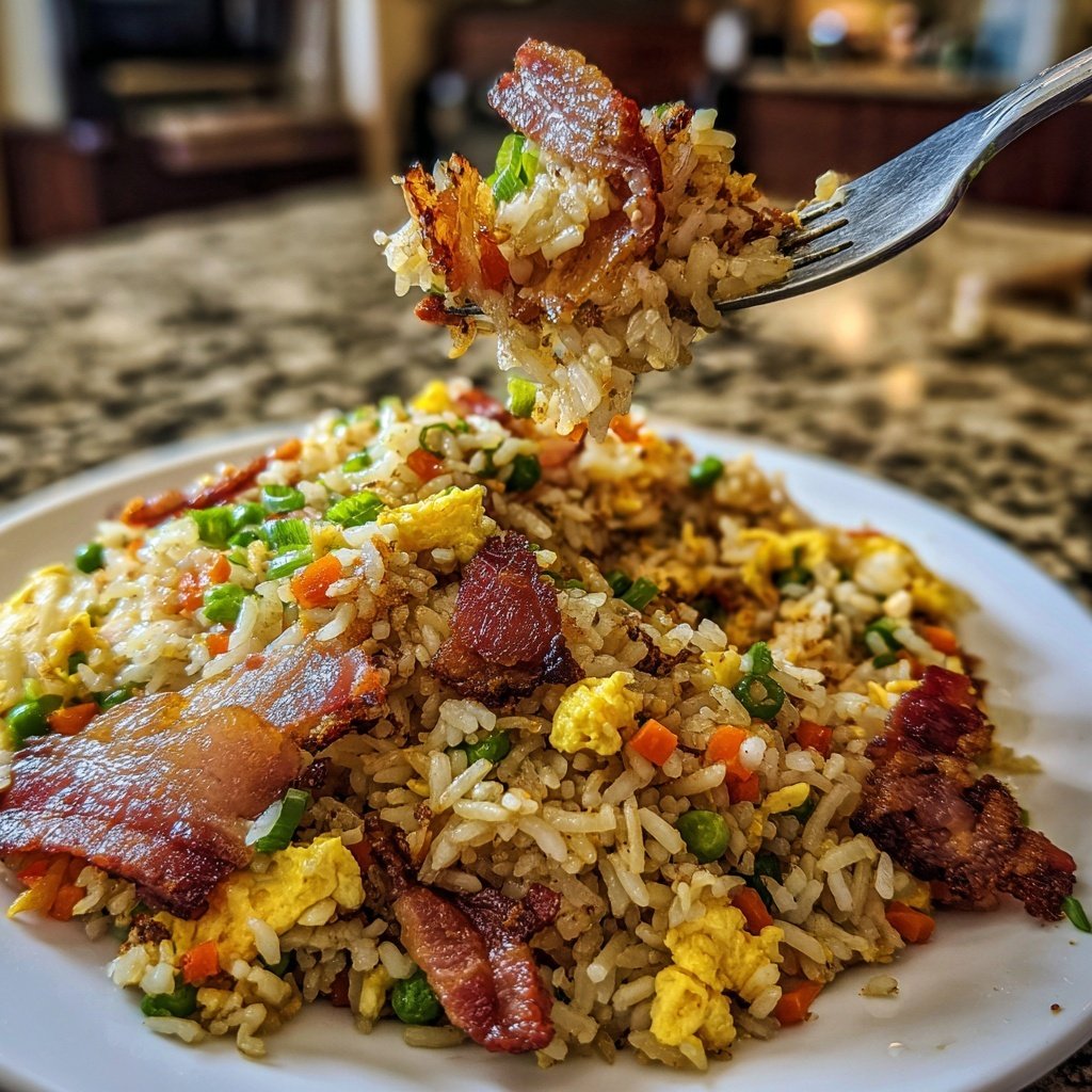 Breakfast Fried Rice with Bacon and Veggies​