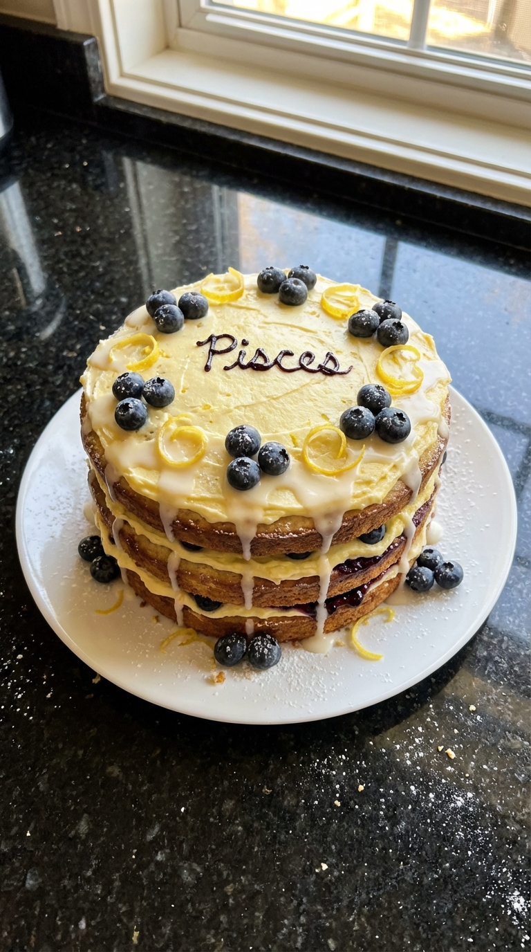 Lemon Blueberry Pisces Cake