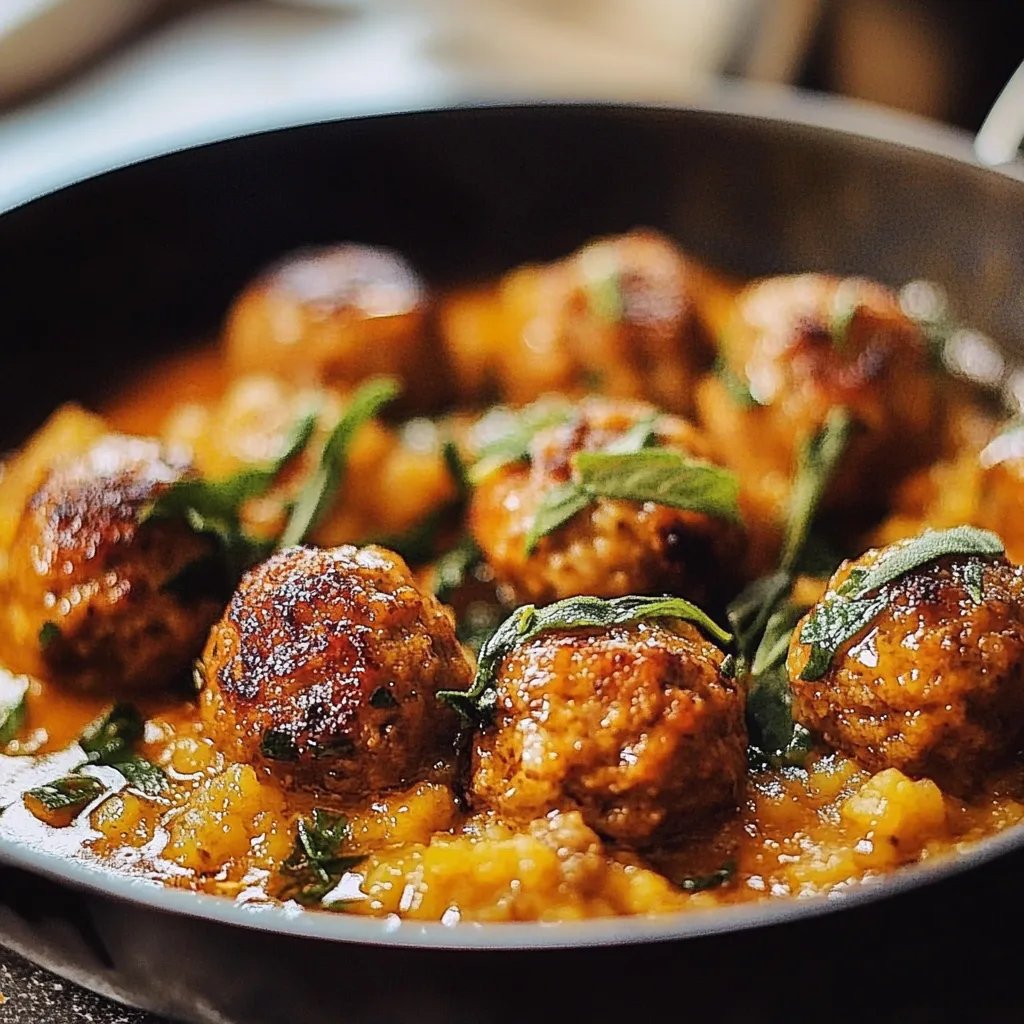 Turkey Meatballs in Pumpkin Sage Sauce