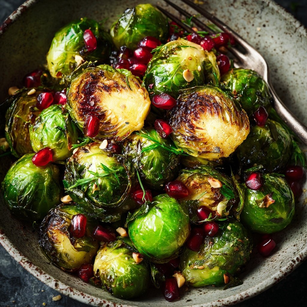 Brussels Sprouts with Pomegranate Hazelnuts