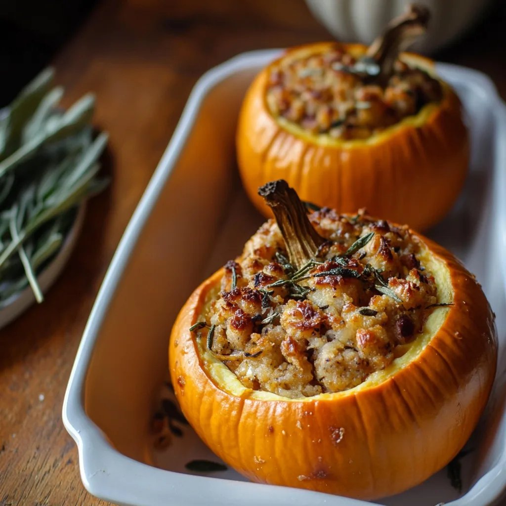 Ground Turkey & Brown Butter Sage Stuffed Pumpkins