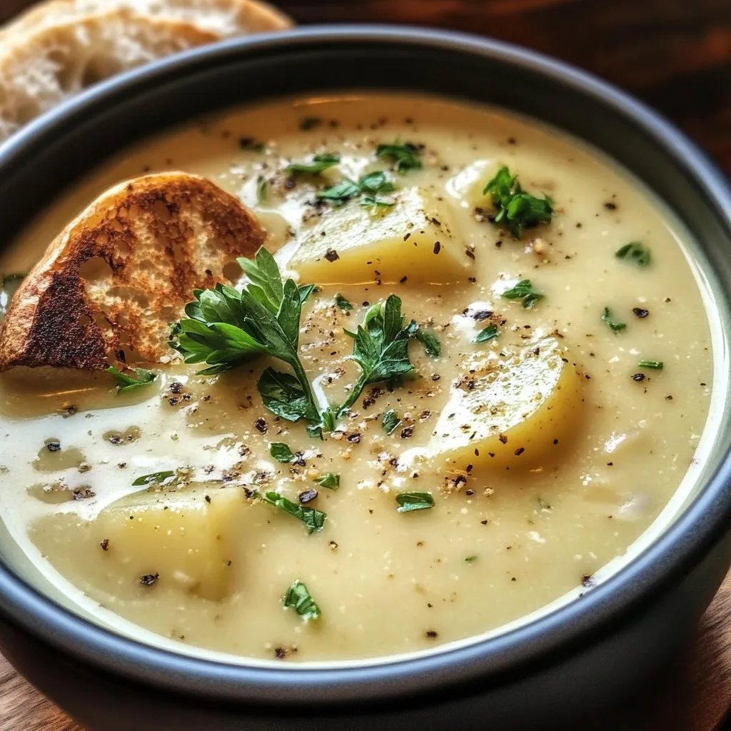Hearty Cheddar Garlic Herb Potato Soup