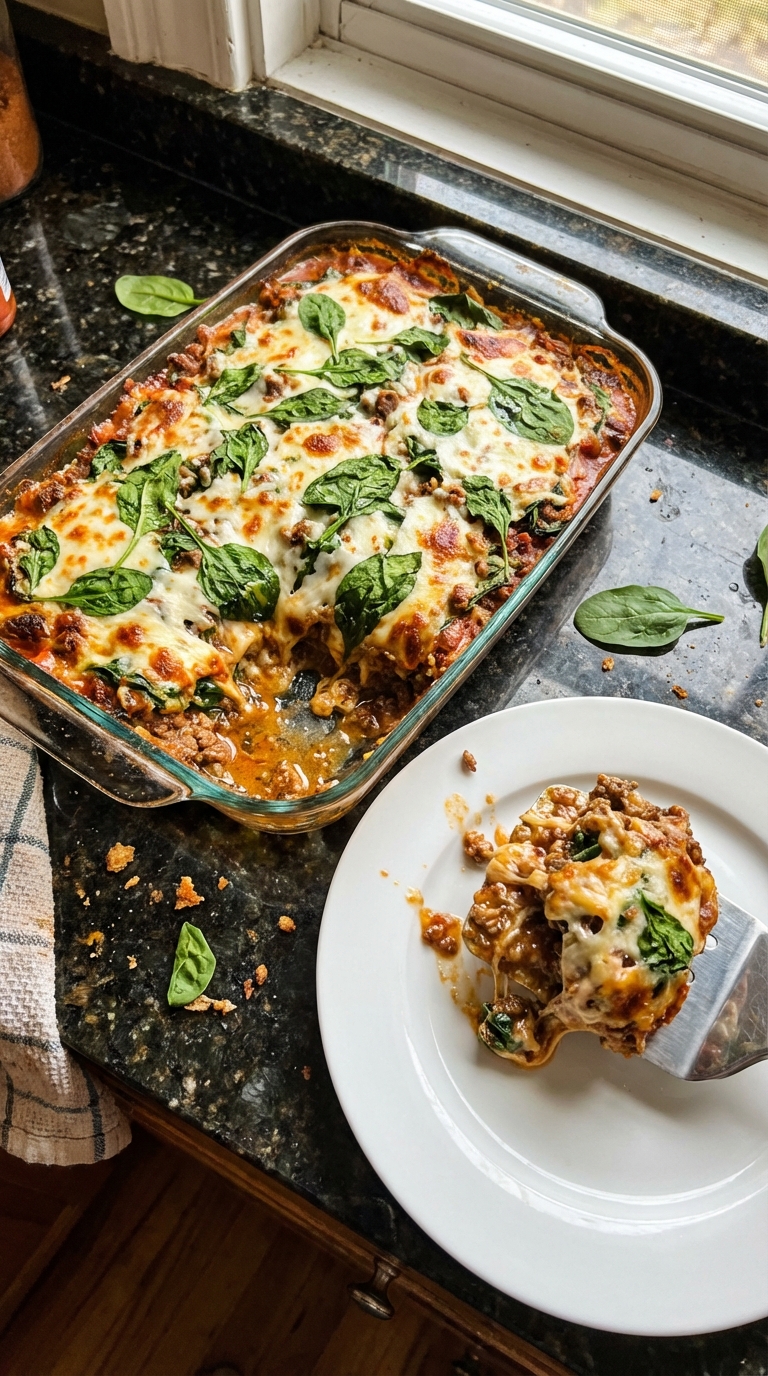 Ground Beef and Spinach Casserole
