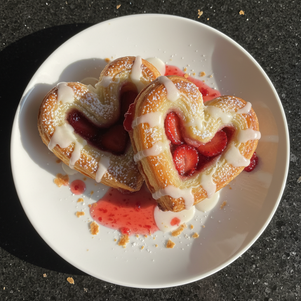 Strawberry-Filled Croissant Hearts