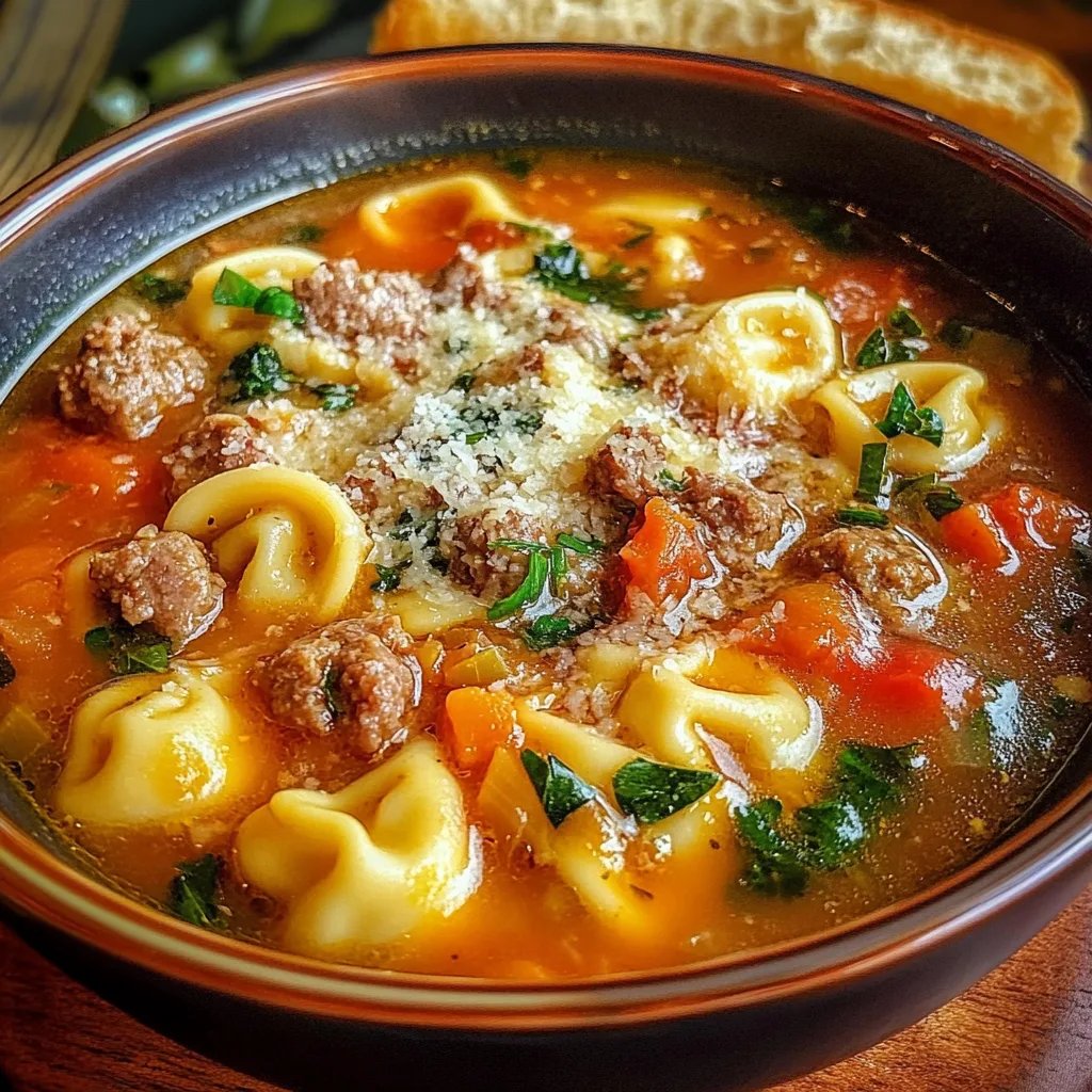 Spicy Sausage & Tortellini Soup
