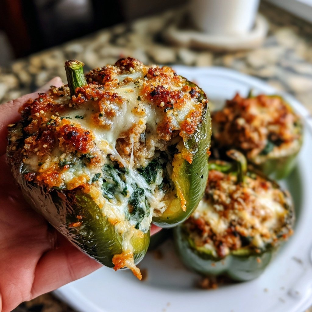Turkey Spinach Stuffed Peppers