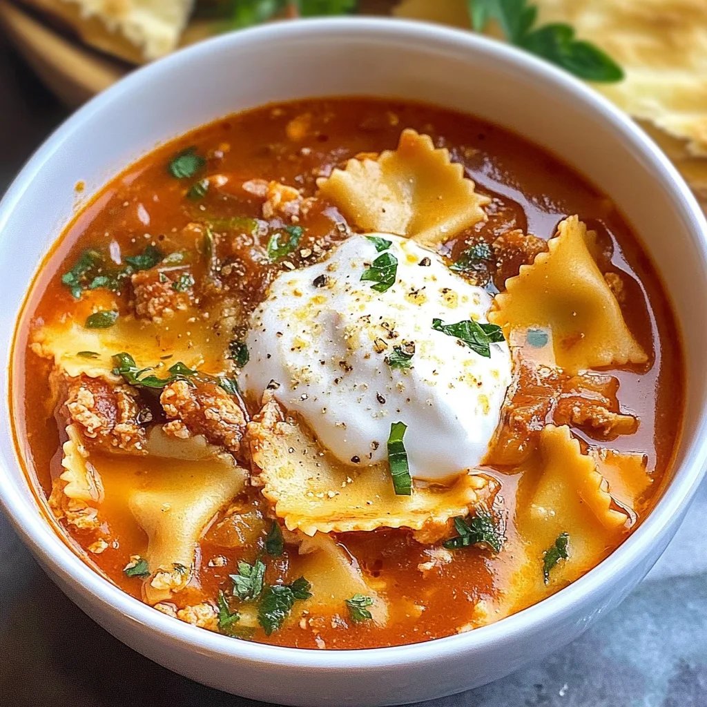 Homemade Lasagna Soup With Bow Tie Pasta