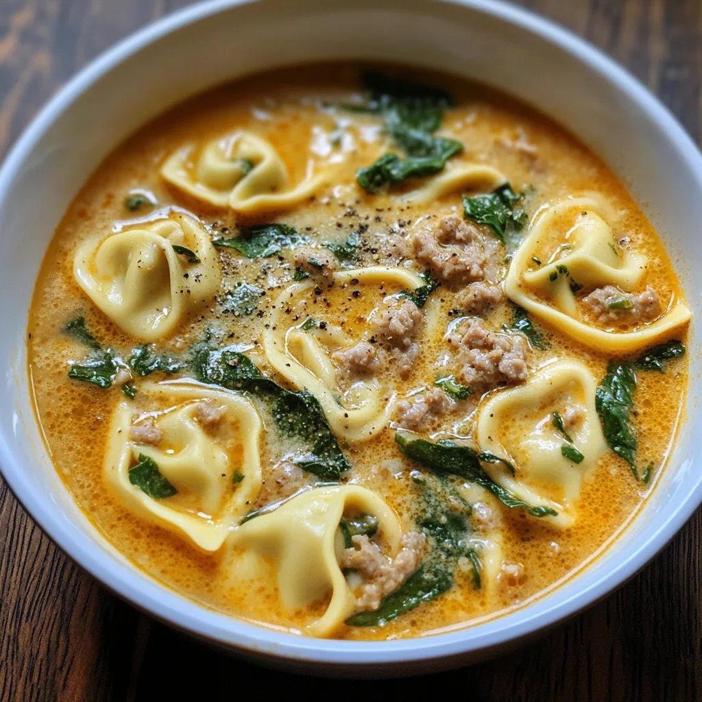 Sausage Tortellini Soup with Spinach